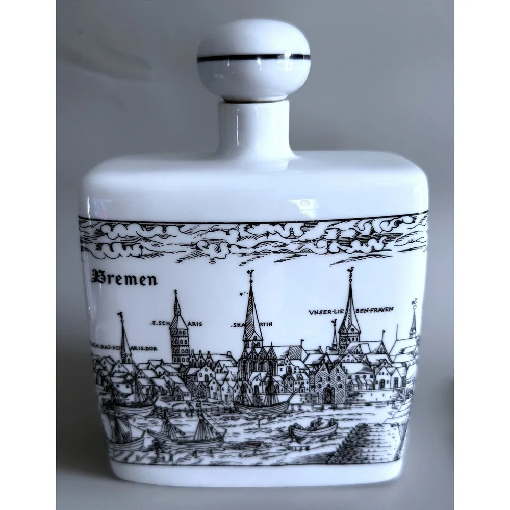 Bremen Porcelain Decanter & Boxed Trinket Dish Plate Set of 6 – Vintage Germany